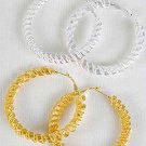Earrings Large Hoop W Mesh Wires 2.5''x2.5''/DZ ** New Arrival** Choose Gold or Silver
