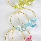 Earrings Large Hoop With Acrylic Square Block/DZ 6 Color asst
