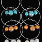 Earrings Large Hoop With Pearls/DZ **NEW** Color asst