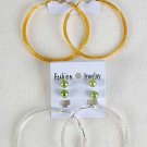 Earrings Large Mesh Loop 2.5'' & 2 pearl balls/DZ ** New arrival** Choose Silver or Gold