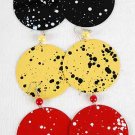 Earrings Metal Circle Disk W Spray Paint/DZ * New Arrival** 6 Color Asst