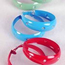 Earrings Metal Hoop Epoxy W Clear Rhinestones/DZ 2"x2''W, 6 Color Asst