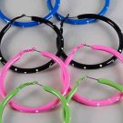 Earrings Metal Loop Pipe Hoop W Polka Dots 7cm/DZ ** New Arrival** 7cm 6 Color Asst