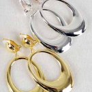 Earrings Metal Oval Shape Clip On 2.5" Long/DZ **Clip On** Choose Gold Or Silver
