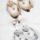 Earrings Metal Oval W Hearts Clip On/DZ **CLIP ON**Choose Gold Or Silver