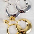 Earrings Metal Round Shape Clip On1.5"x 2.5" Long/DZ **Clip On** Choose Gold Or Silver