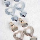 Earrings Metal Triple Hearts Clip On/DZ **CLIP ON**choose Gold Or Silver