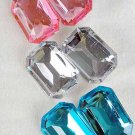 Earrings Oblong Shape W Acrylic Stones Clip On/DZ **CLIP ON**6 Color Asst