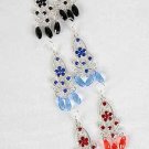 Earrings Ovel Filigree W Drop Stones/DZ ** New Arrival** 6 Color Asst