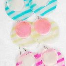 Earrings Paper Shell W Strips 2'' Wide/DZ ** New Arrival** 6 Color Asst