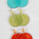 Earrings Paper Shell With Pearl Circles 2'' Wide/DZ ** New Arrival** 6 Color Asst