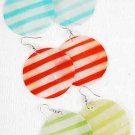 Earrings Paper Shell With Strips 2''wide/DZ ** New Arrival** 6 Color Asst