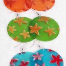 Earrings Seashell W Star Shape Print 2'',6 Color Asst 2''/DZ **NEW** 6 Color Asst