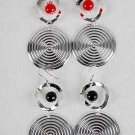 Earrings Silver Metal Circle W Pearl Drops/DZ 6 Color Pearls Asst