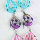Earrings Teardrop Beads W Lucite/DZ 6Color Asst
