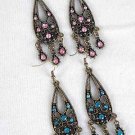 Earrings W Color Stone Victorian Collection/DZ **NEW** Post,6 Color asst