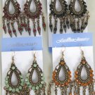 Earrings W Color Stone,Victorian Look/DZ **NEW** Post, Color Asst - 50dz/cs