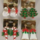 Earrings X'mas Asst style Post or Clip On/DZ Santa Candy cane Wreath Candle Snowman Giftbox Asst