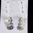 Earrings X'mas Snowman 3D W Clear Rhinestones/DZ **3D Snowman Filigree Look