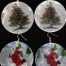 Earrings X'Mas W Seashell,6 Pattern Asst 2.5'' Wide/DZ **NEW**