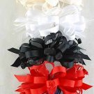 Hair Bow Large Grograin w Roses W French Clip Special Promation** W French Clip