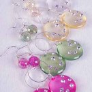 Earrings Acrylic Circle W Clear Rhinestones/DZ/DZ 6 Color Asst