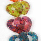 Earrings Acrylic Heart W Flowers/DZ 6 Color Asst Size 2"x2"