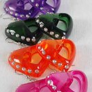 Earrings Acrylic Heart W Clear Stones/DZ 6 Color Asst