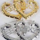 Earrings Metal Pincatch Heart Sexy/DZ Size 3"x3",Choose Gold Or Silver Finish