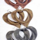 Earrings Heart brush Finish/Dz Size-3"x3",Brass Copper Pewter 3 Color asst