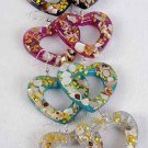 Earrings Acrylic heart Shape W Design/DZ 6 Color Asst