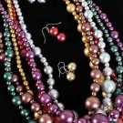 Necklace Set Metallic Beads w 30'' long/dz 6 Color Asst