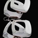 Earrings Square Silver Foil Finish dangle/DZ Silver - 7206SS