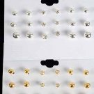 Earrings 9per Mix shape Ball & Studs/DZ Choose Gold Or Silver Finish - TTE1274