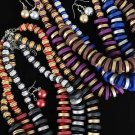 Necklace Sets 2tone wood W coconut Shell Asst/dz 6 Color Asst