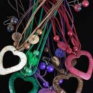 Necklace Sets Wood w Heart Cocount Shells Mix/DZ 6 color asst