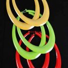 Earrings Oval Shape W Epoxy Pincatch Multi/Dz Size-3"x5" 6 Color Asst