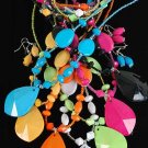 3pcs Necklace Sets Acrylic W Teardrop Pendant & Beads/DZ 7 Color Asst