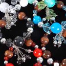 Bracelet & Earring Set Large Marble Ball W Wooden B ** New Arrival** Stretch, 6 Color Asst