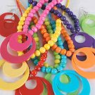 Necklace Sets larg Circle disks W Acrylic Beads/DZ 6 Color Asst - QN1744