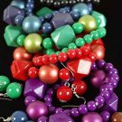 Bracelet & Earring Sets Ball Metallic & Blacks/DZ **NEW** Stretch,6 color asst