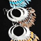 Earrings large Circle W Metallic Color Beads/DZ 6 Color Asst