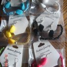 FREE Bracelet and Earring Set Large Acrylic Block W Silver Beads