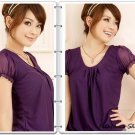 $30/lot of 3 Chiffon See-through Sleeves Top from Japan: BLK, WHITE&PINK