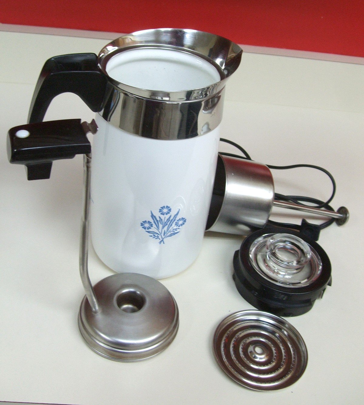 Corningware Electric Coffee Pot Percolator P80EP Ten Cup Cornflower ...