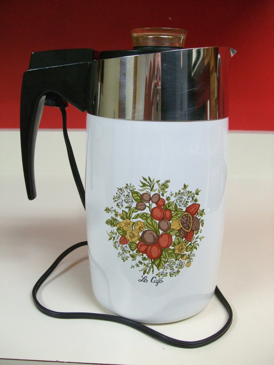Corningware E1210 Spice of Life Le Cafe Electric Coffee Pot Percolator Ten Cup Corning w Cord