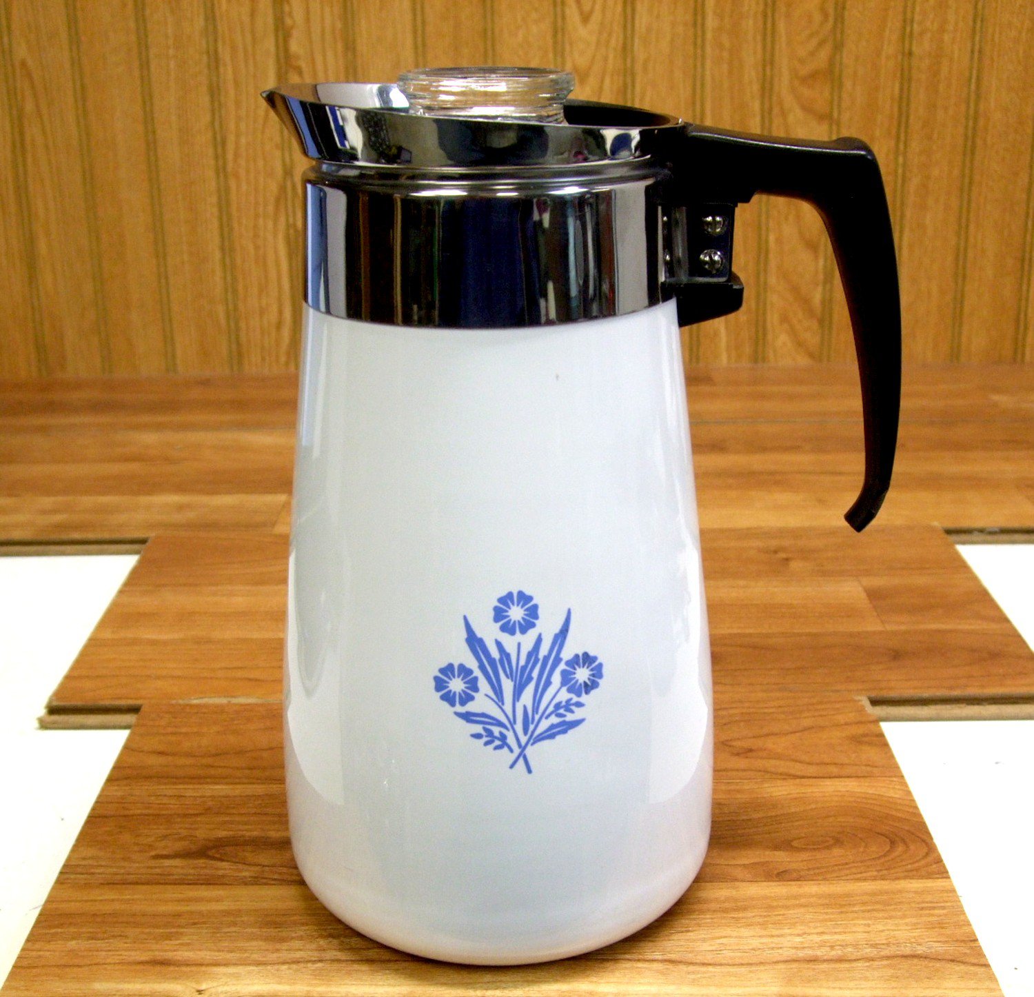 Vintage Corning Ware Cornflower Blue Stovetop Percolator Nine Cup