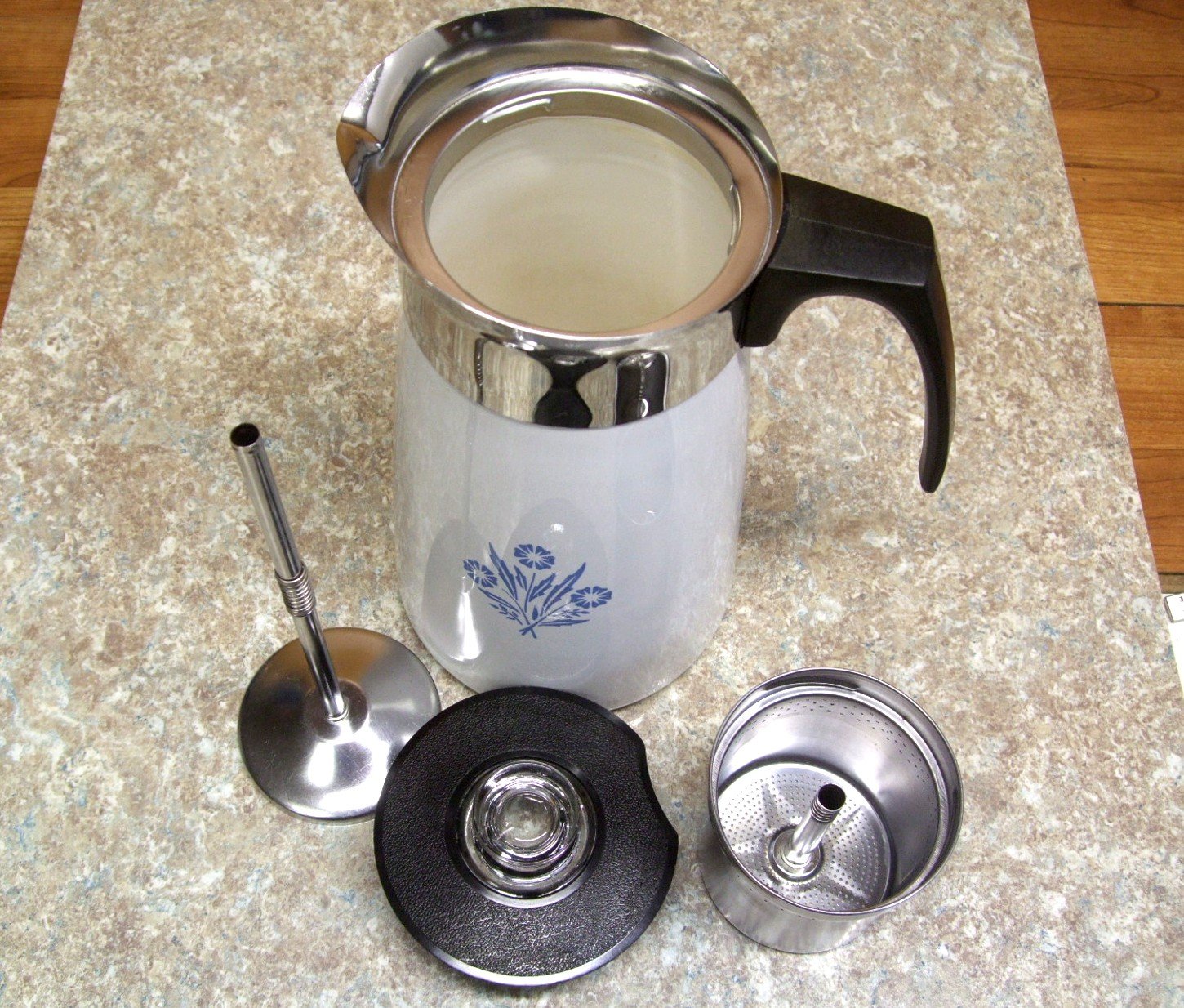 Corning Ware P 149 Ten (10) Cup Coffee Pot Percolator Stove Top Cup Cornflower Blue Corningware VTG