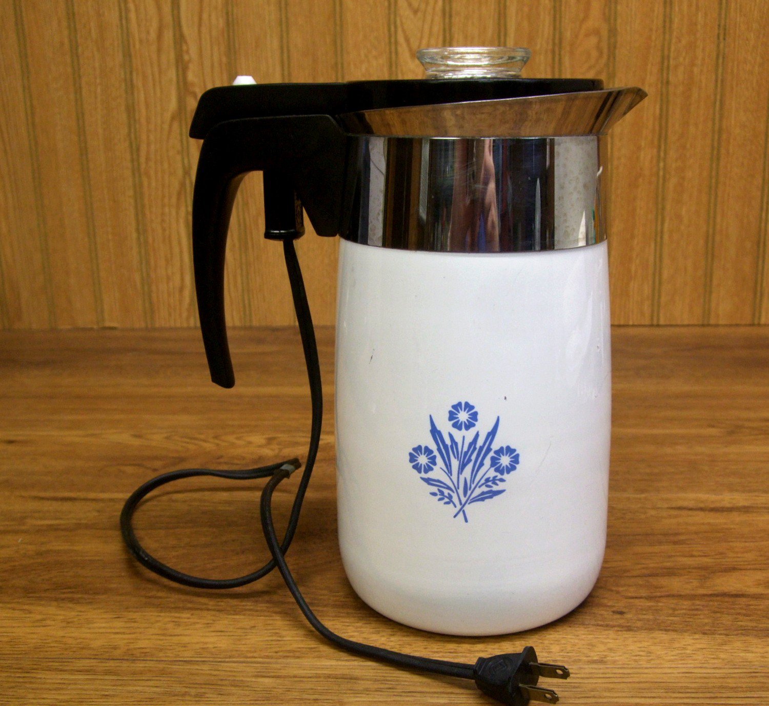 Corningware Ten Cup Cornflower Blue Electric Coffee Pot Percolator w Cord Corning ware Vintage Works