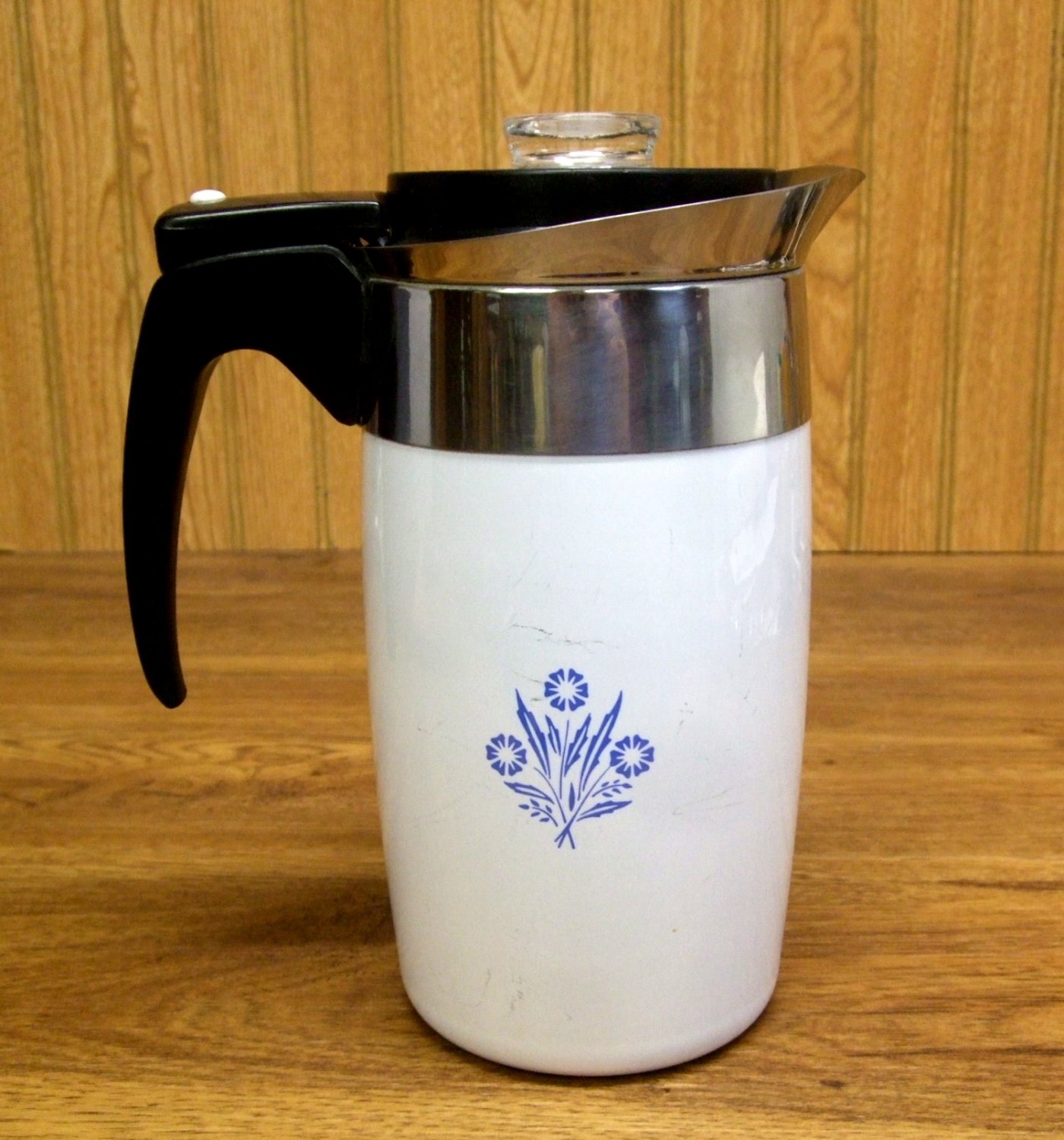 Corning Ware Electric Coffee Pot Percolator Six Cup Corning Cornflower 